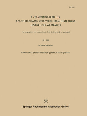 cover image of Elektrisches Standhöhenmeßgerät für Flüssigkeiten